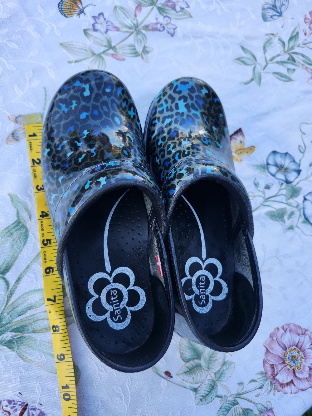 Sanita Kids Blue Leopard Clog Shoes